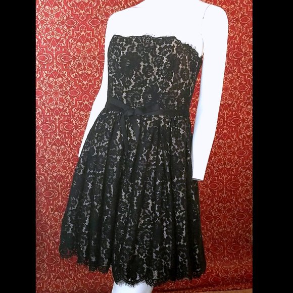 LIBERATED & FREE black lace strapless dress 10✨ - Picture 5 of 9